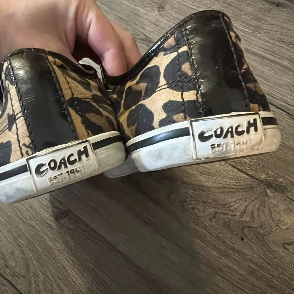 COACH Kira Animal Leopard Print Designer Sneakers Cheetah Women's Size 10B